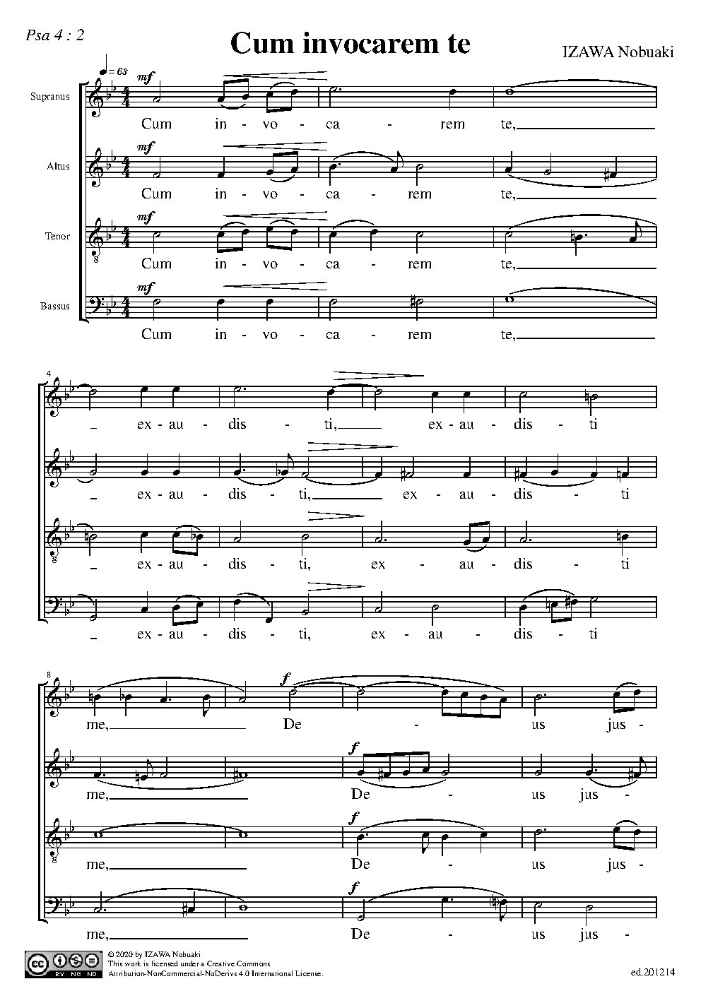 Cum invocarem te - Choir Script PDF Thumbnail