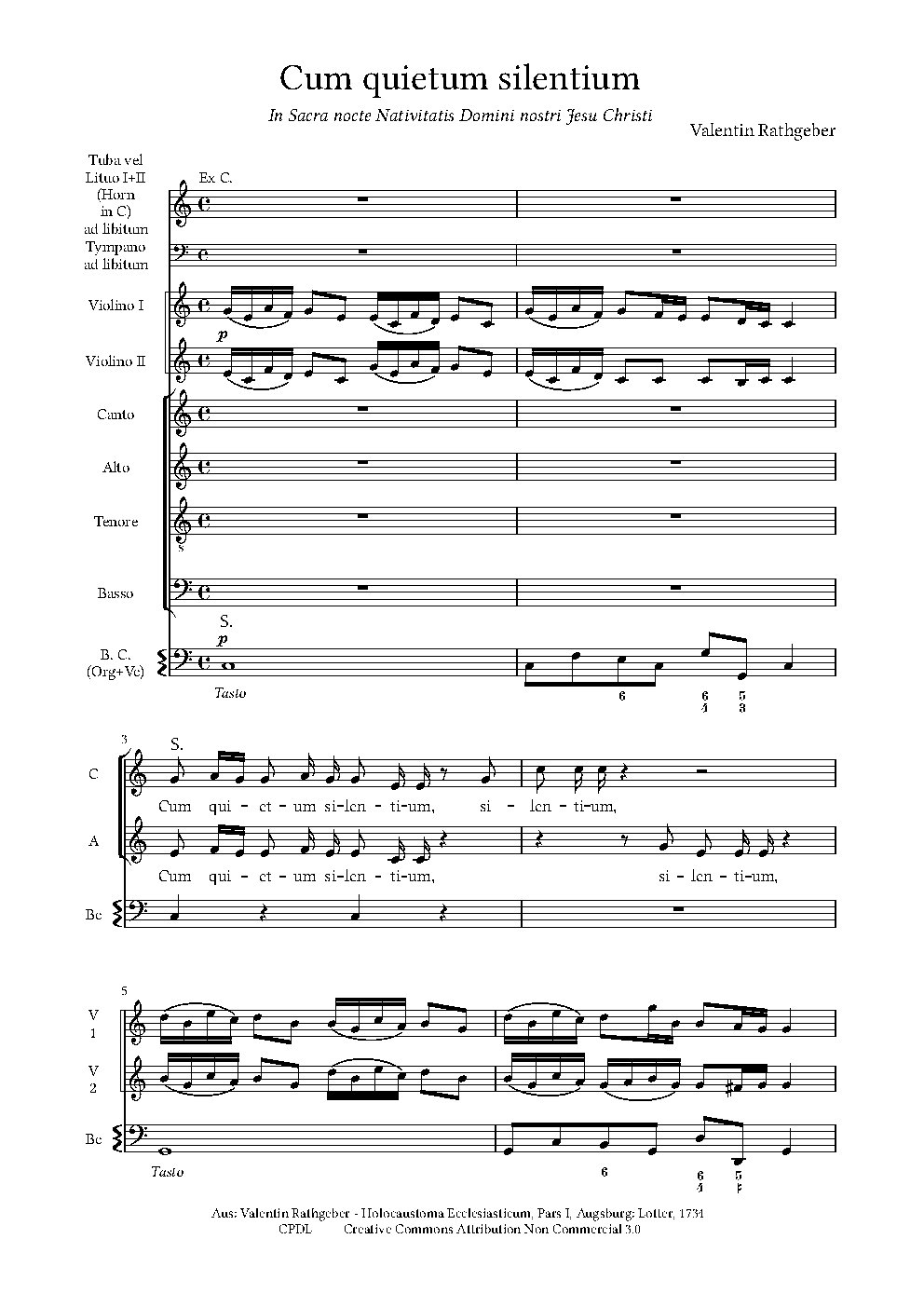Cum quietum silentium, Opus XIV Pars I, No. 5