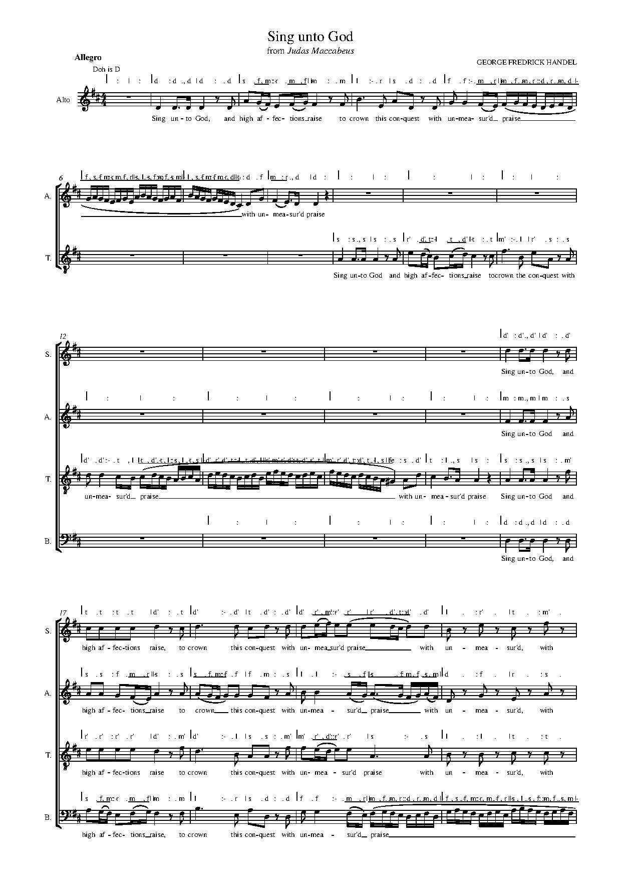 Sing Unto God By Gf Handel
