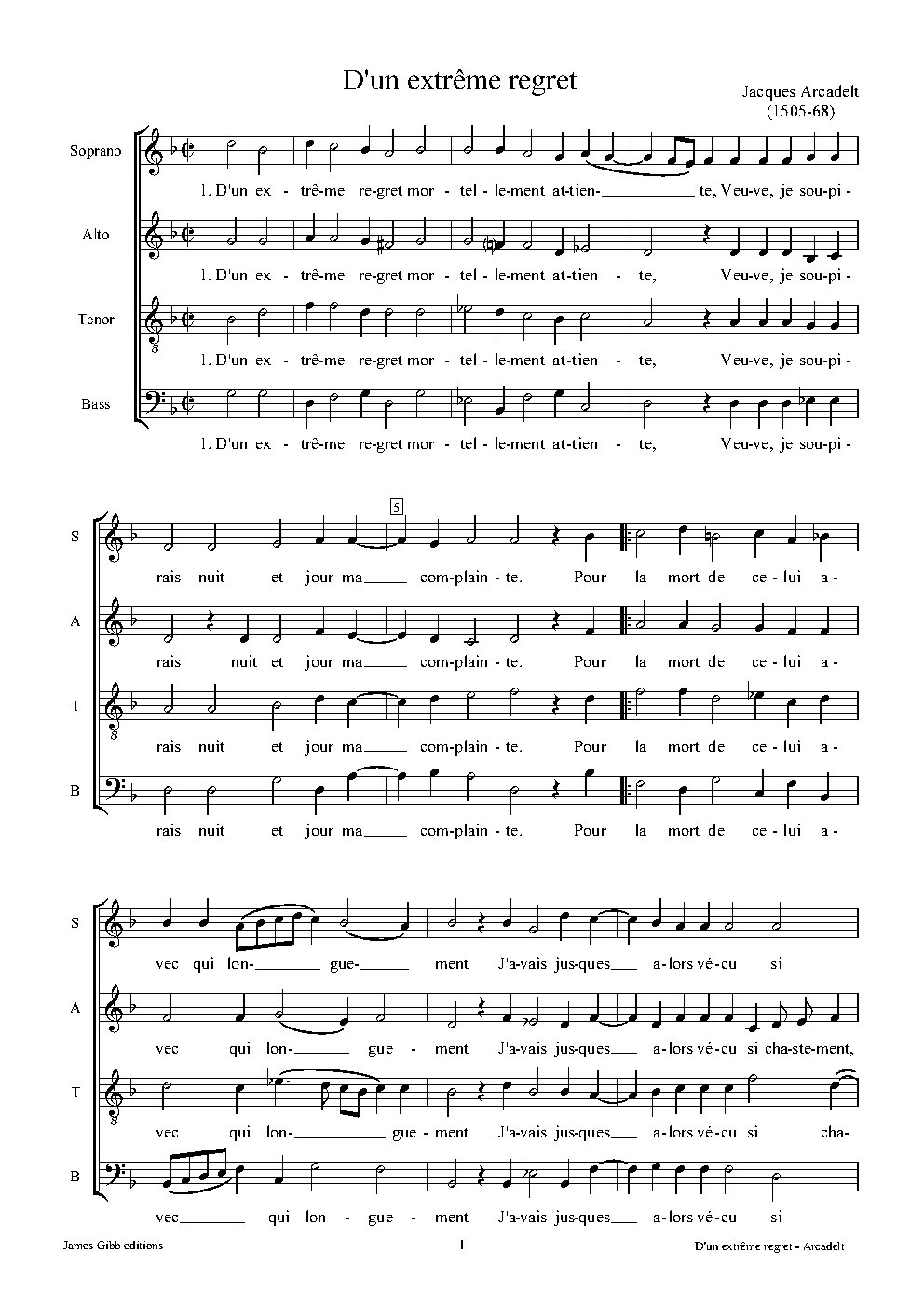 D'un extrême regret - Choir Script PDF Thumbnail