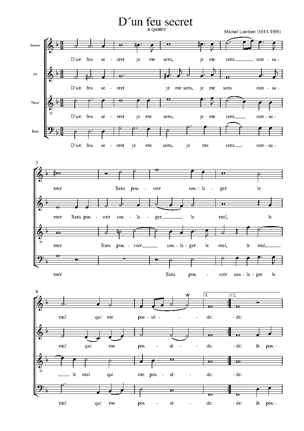 D'un feu secret - Choir Script PDF Thumbnail