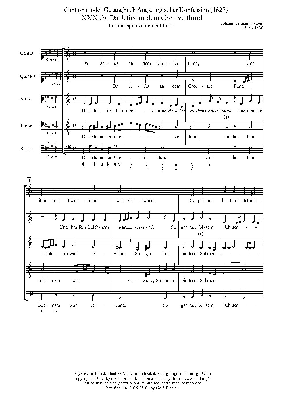 Da Jesus an dem Kreuze stund, à 5 - Choir Script PDF Thumbnail