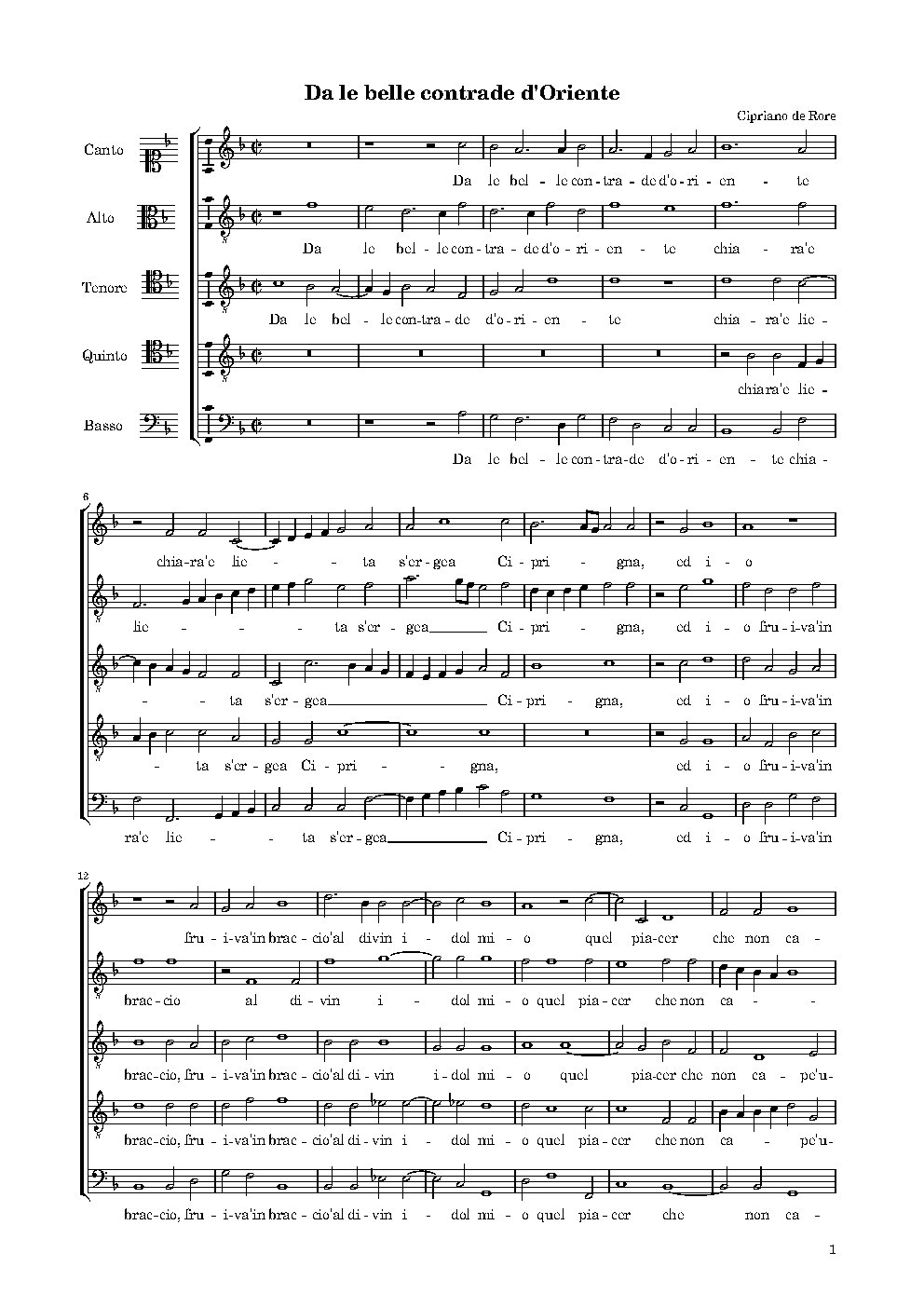 Da le belle contrade d'oriente - Choir Script PDF Thumbnail