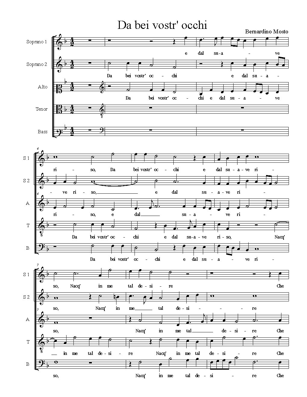 Da bei vostr' occhi - Choir Script PDF Thumbnail