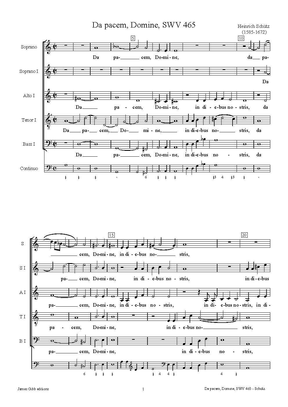 Da pacem, Domine, SWV 465 - Choir Script PDF Thumbnail
