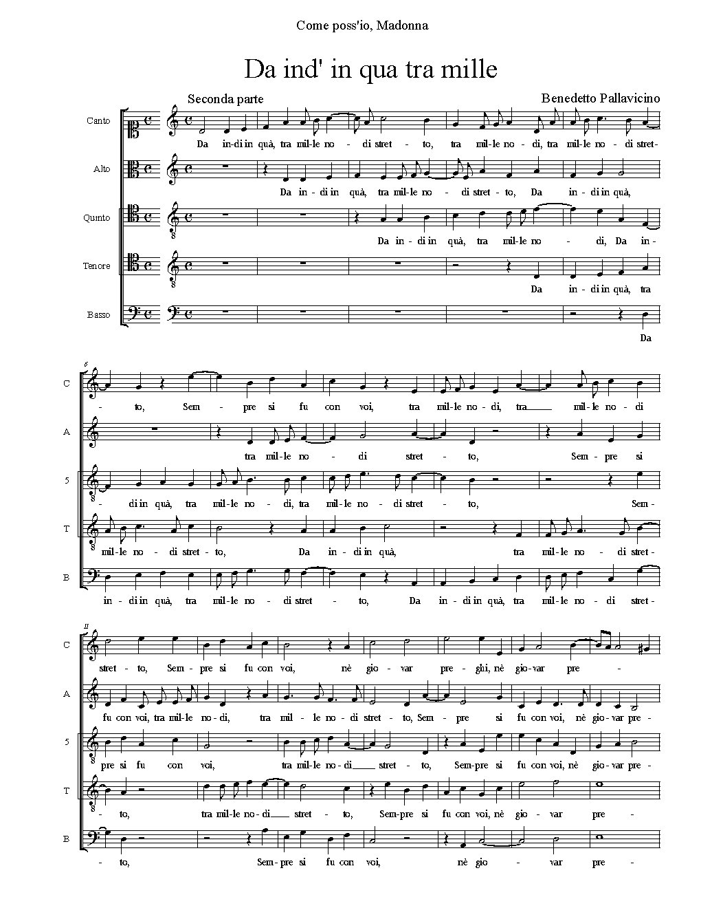 Da ind' in qua tra mille - Choir Script PDF Thumbnail