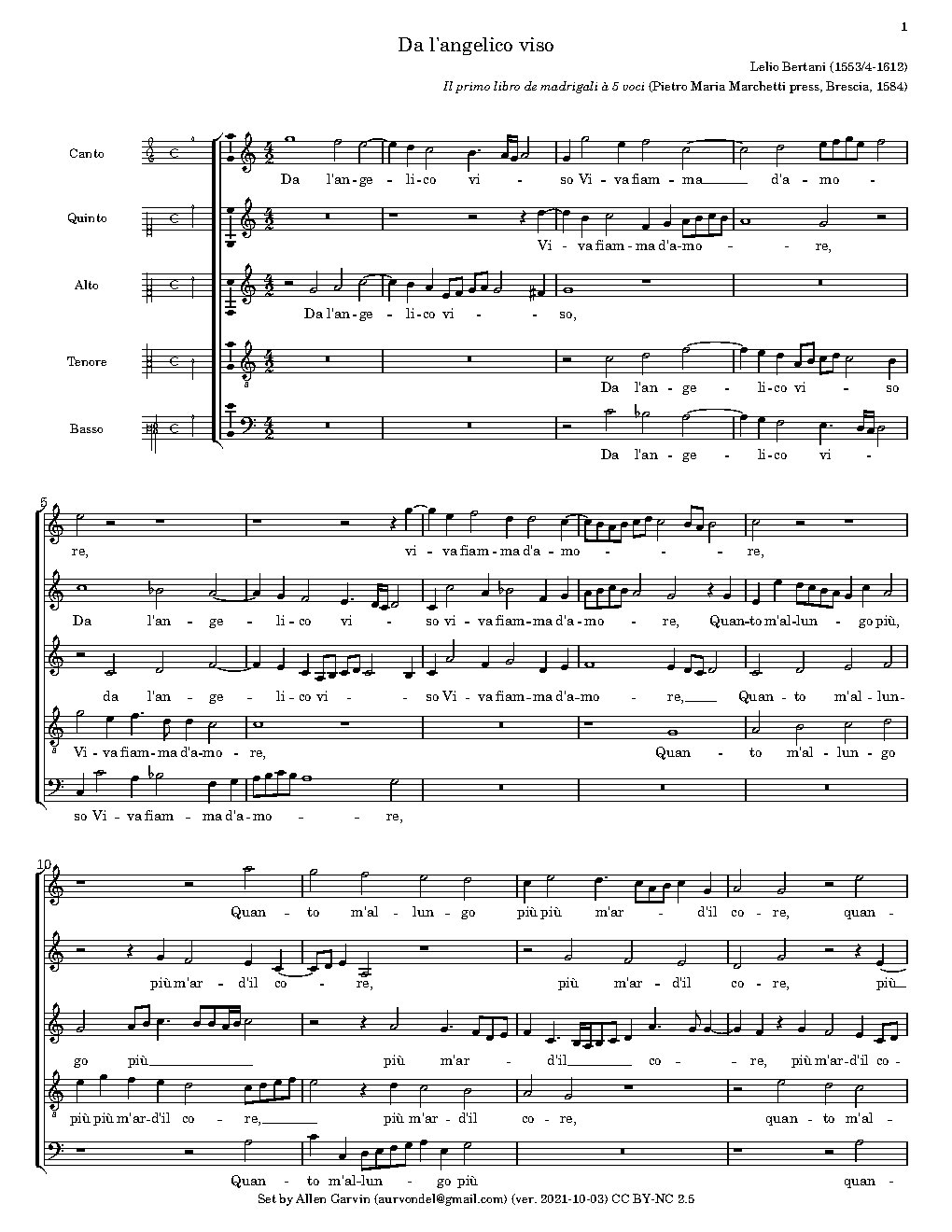 Da l'angelico viso - Choir Script PDF Thumbnail