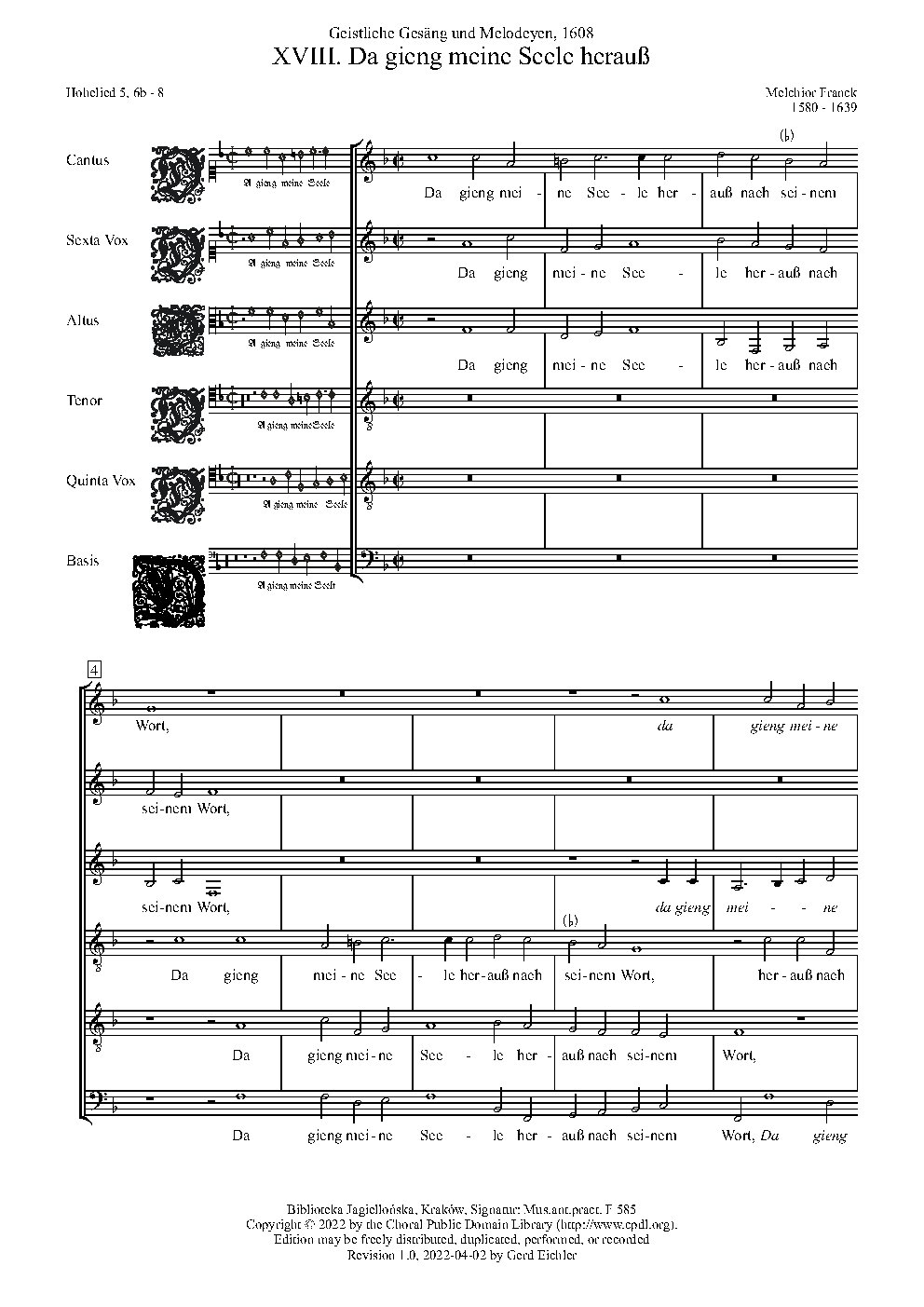 Da ging meine Seele heraus - Choir Script PDF Thumbnail