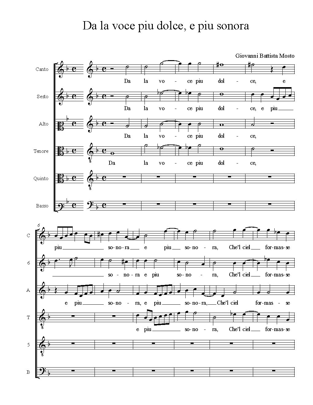 Da la voce piu dolce, e piu sonora