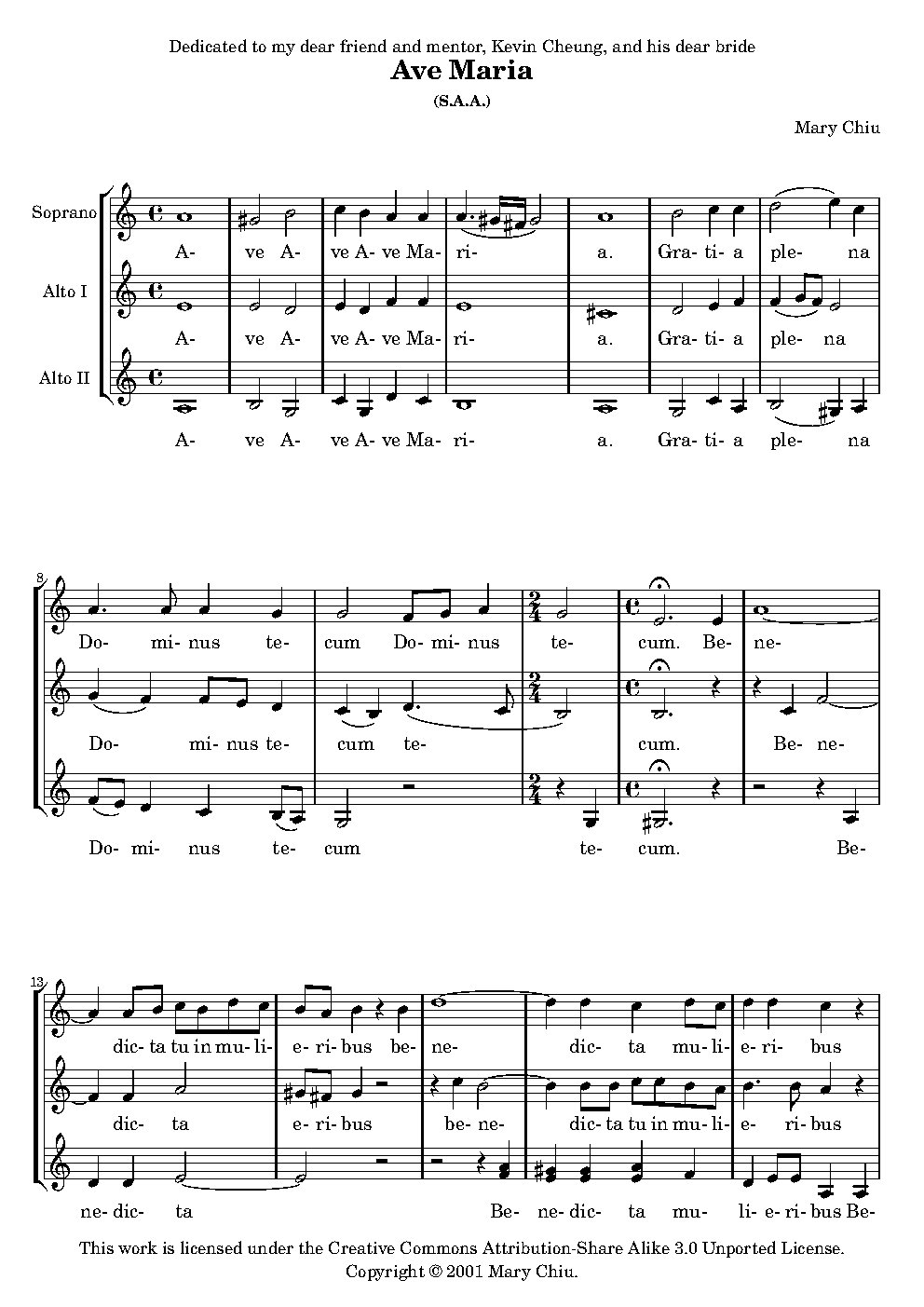 Ave Maria - Choir Script PDF Thumbnail