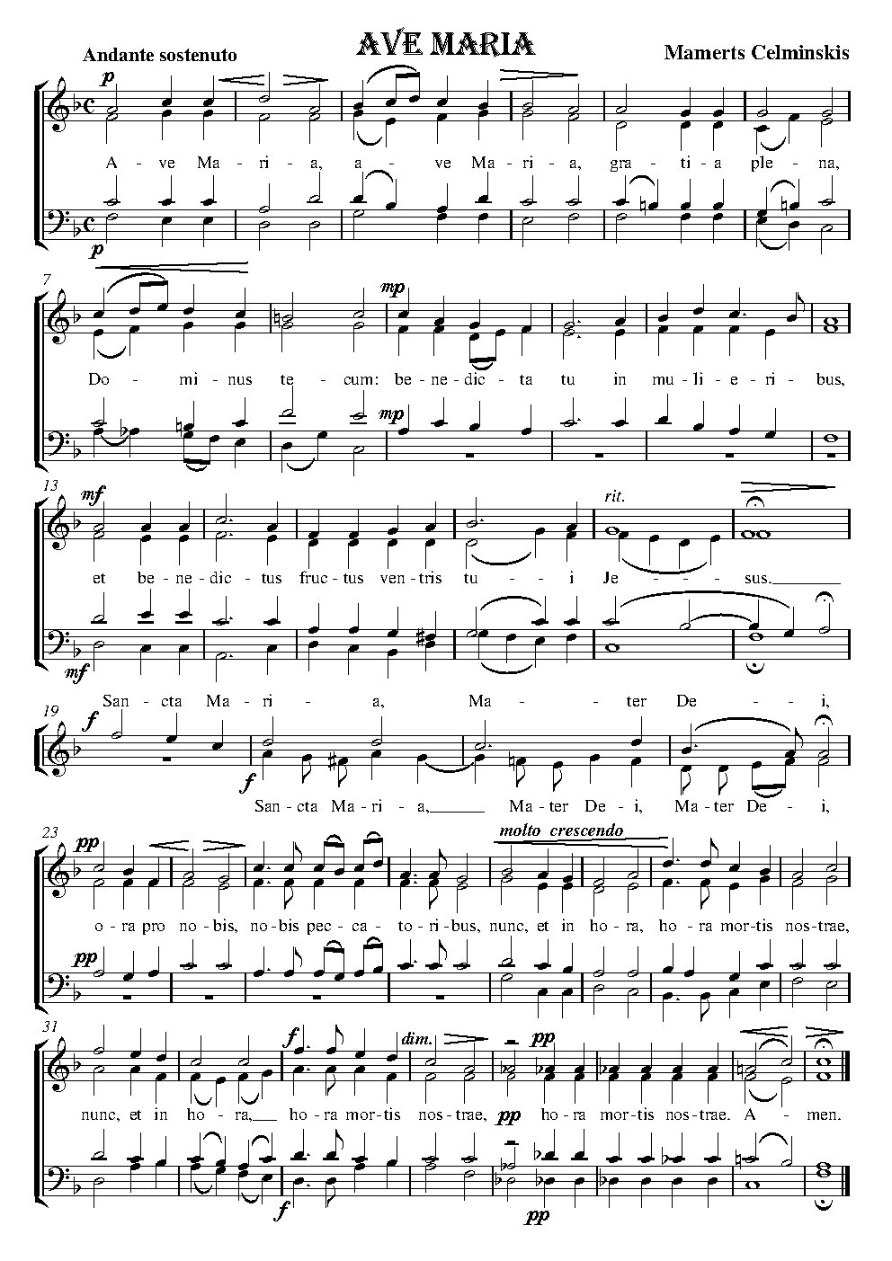 Ave Maria - Choir Script PDF Thumbnail