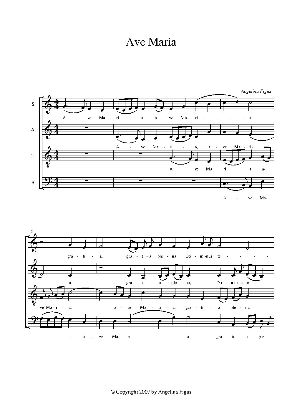 Ave Maria - Choir Script PDF Thumbnail