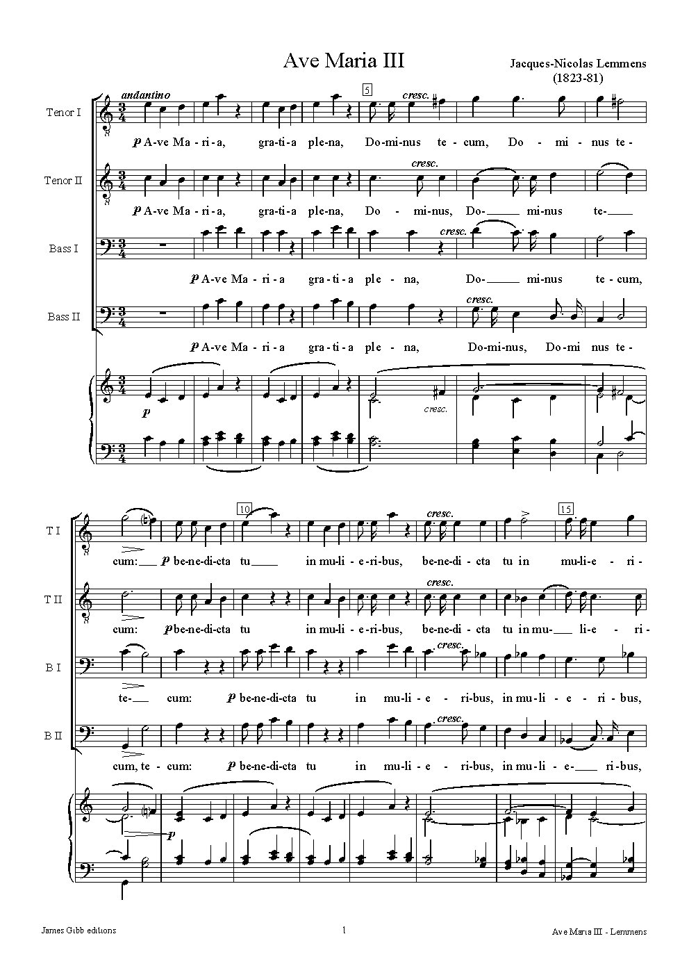 Ave Maria III - Choir Script PDF Thumbnail