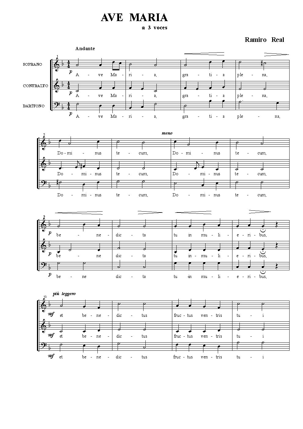 Ave Maria a 3 - Choir Script PDF Thumbnail