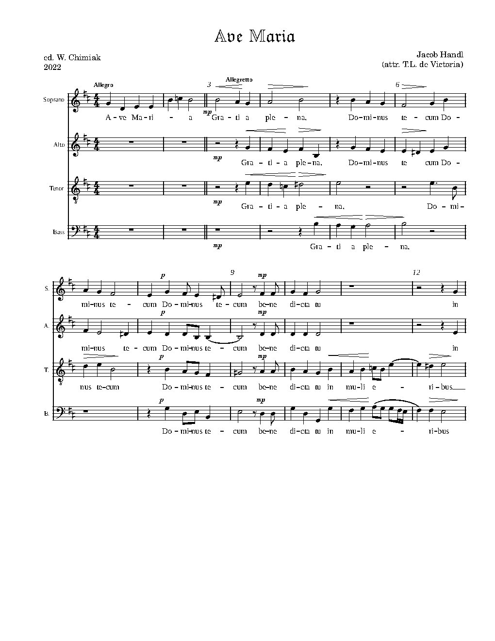Ave Maria a 4 - Choir Script PDF Thumbnail
