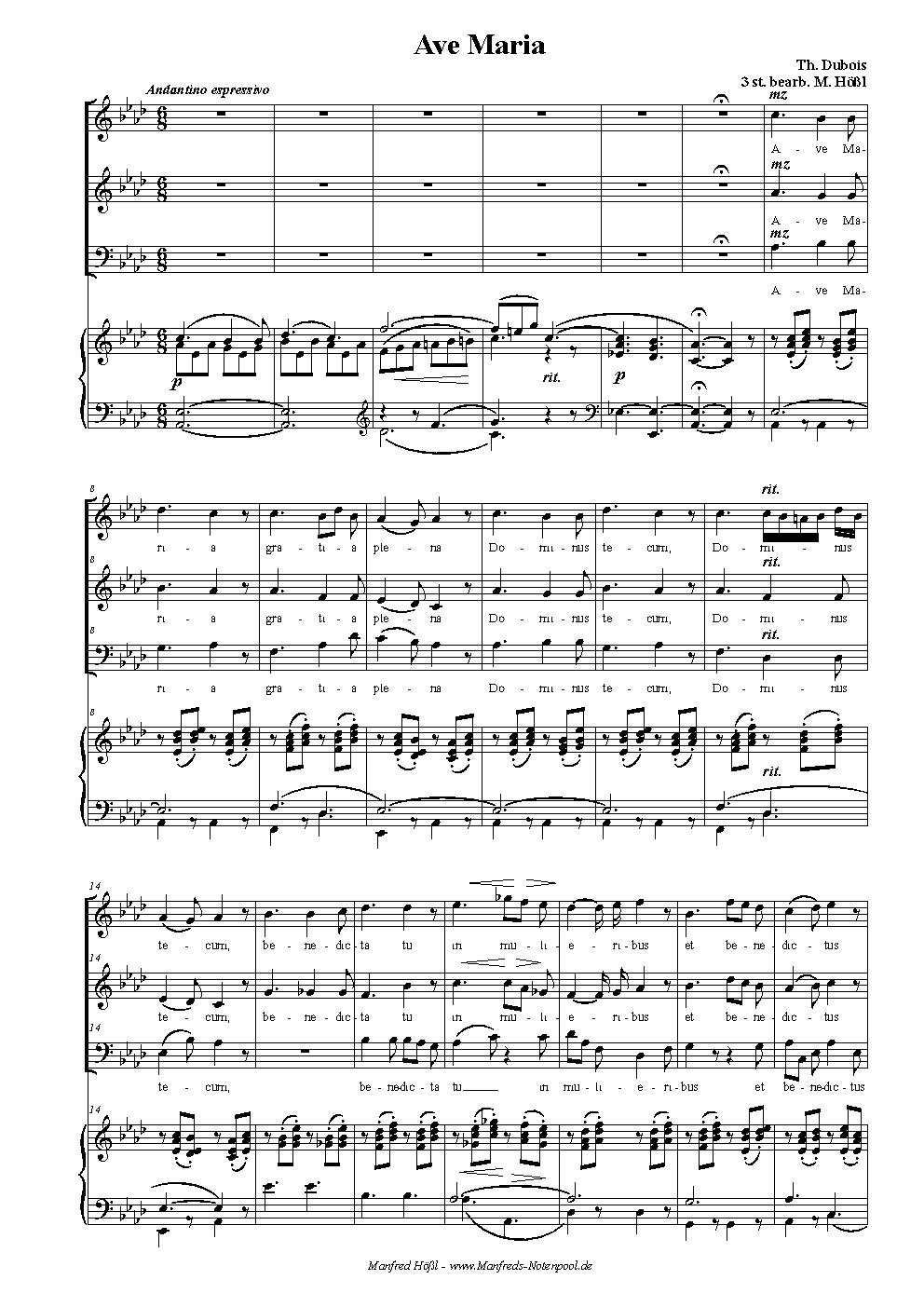 Ave Maria in As 3-st. - Choir Script PDF Thumbnail