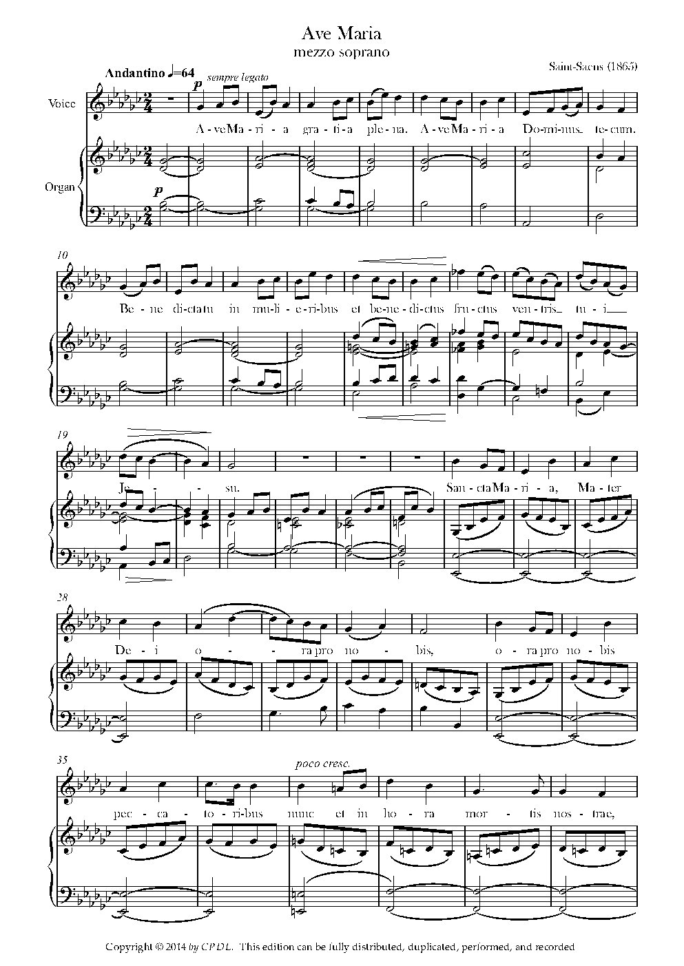 Ave Maria in A major (1865) - Choir Script PDF Thumbnail