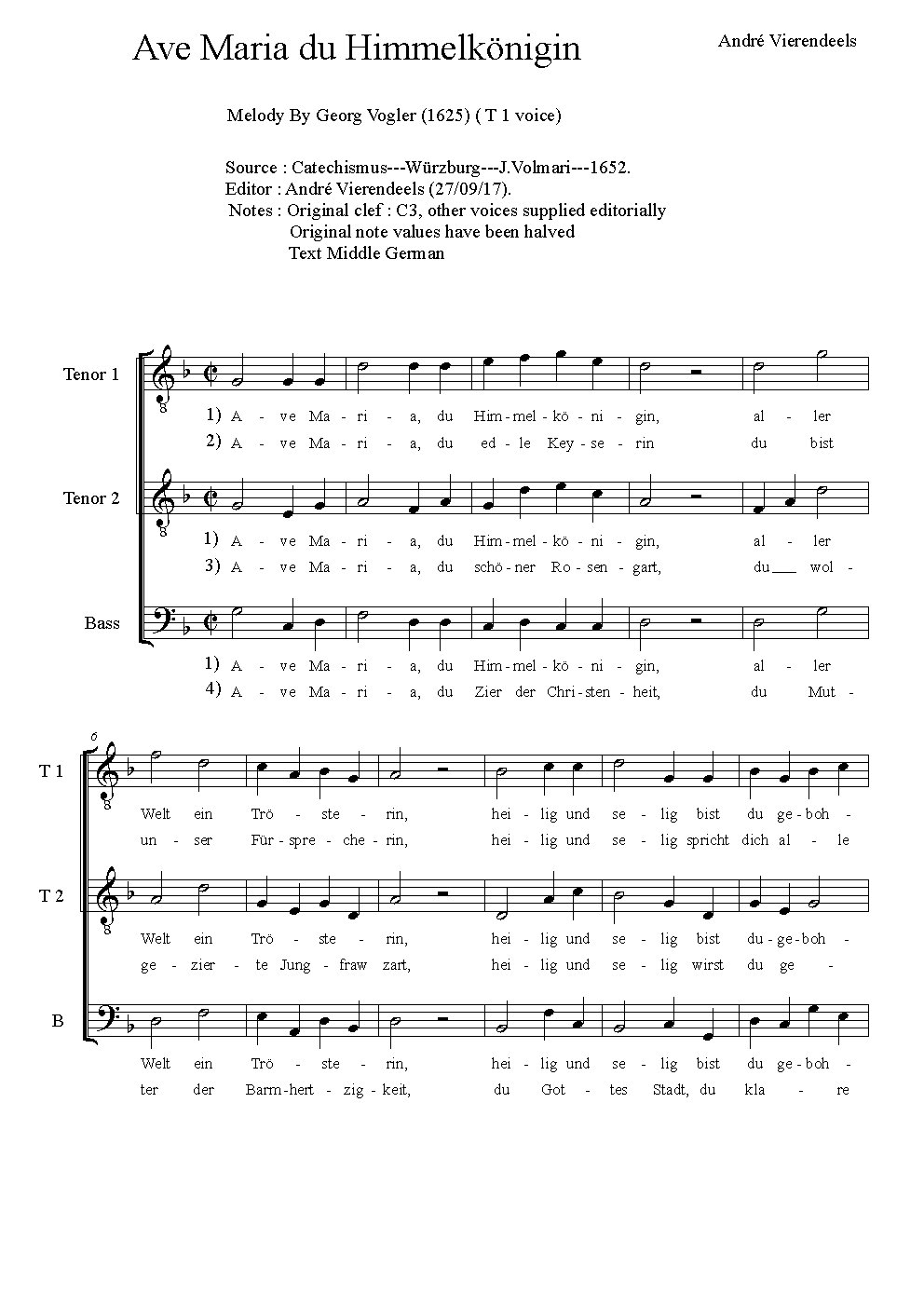 Ave Maria du Himmelkönigin - Choir Script PDF Thumbnail