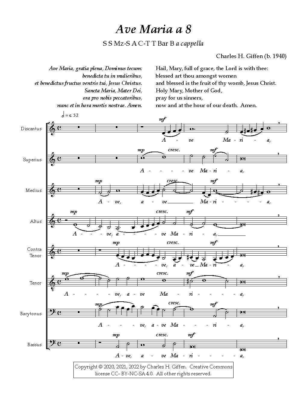 Ave Maria a 8 - Choir Script PDF Thumbnail