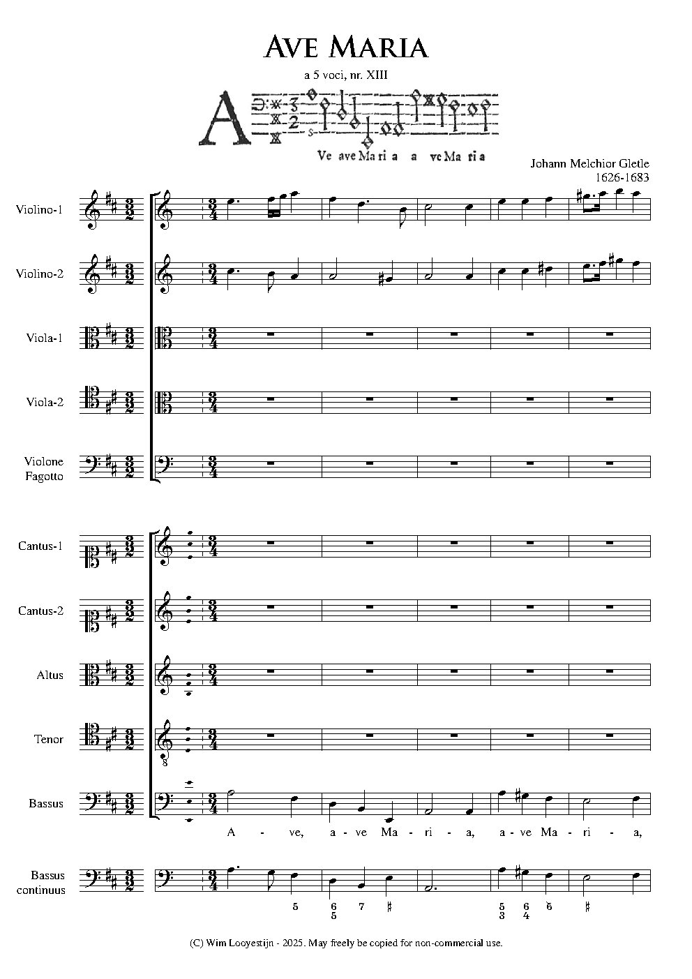 Ave Maria a 5 - Choir Script PDF Thumbnail