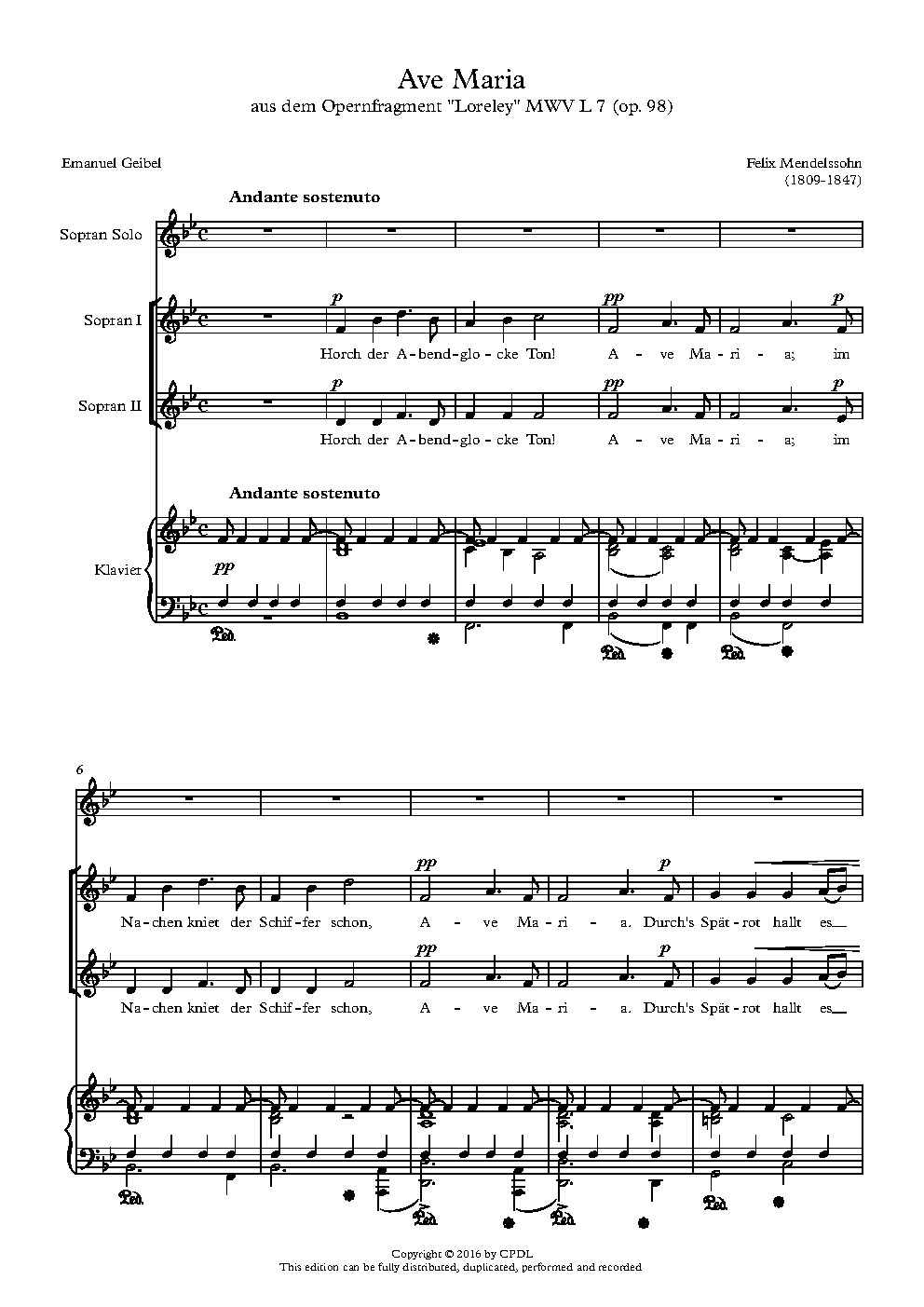 Ave Maria op. 98 Nr. 2 - Choir Script PDF Thumbnail