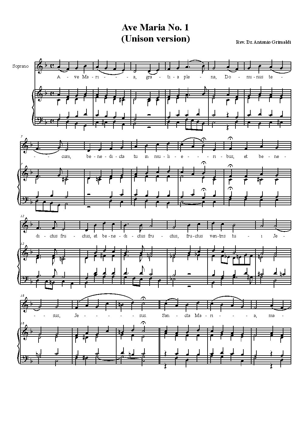 Ave Maria no.1 - Choir Script PDF Thumbnail