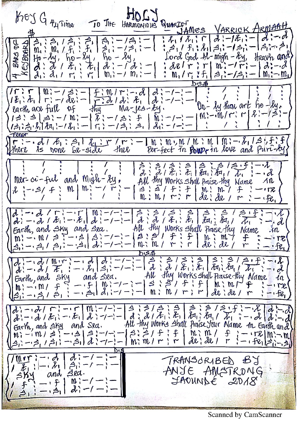 Holy - Download Choir Script PDF