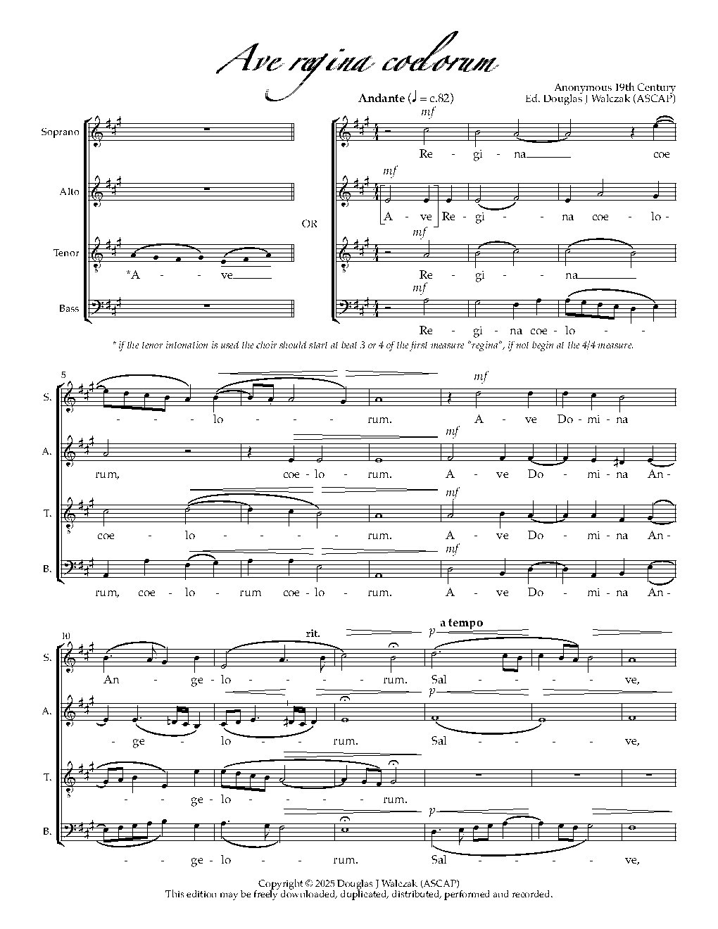 Ave Regina coelorum - Choir Script PDF Thumbnail