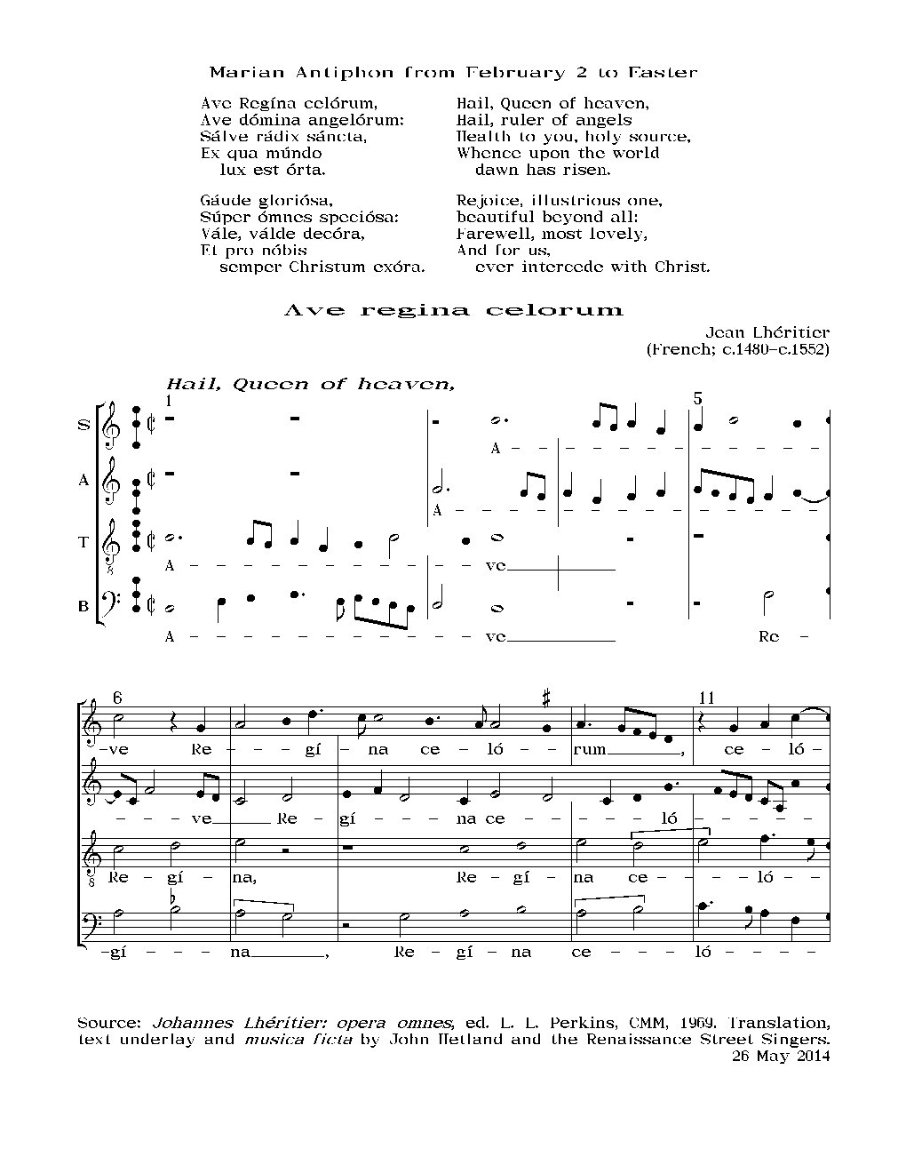 Ave Regina coelorum - Choir Script PDF Thumbnail