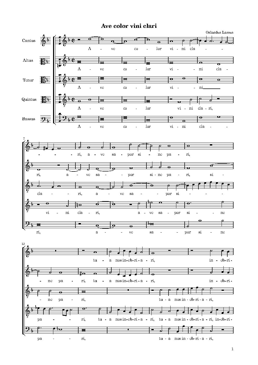 Ave color vini clari - Choir Script PDF Thumbnail