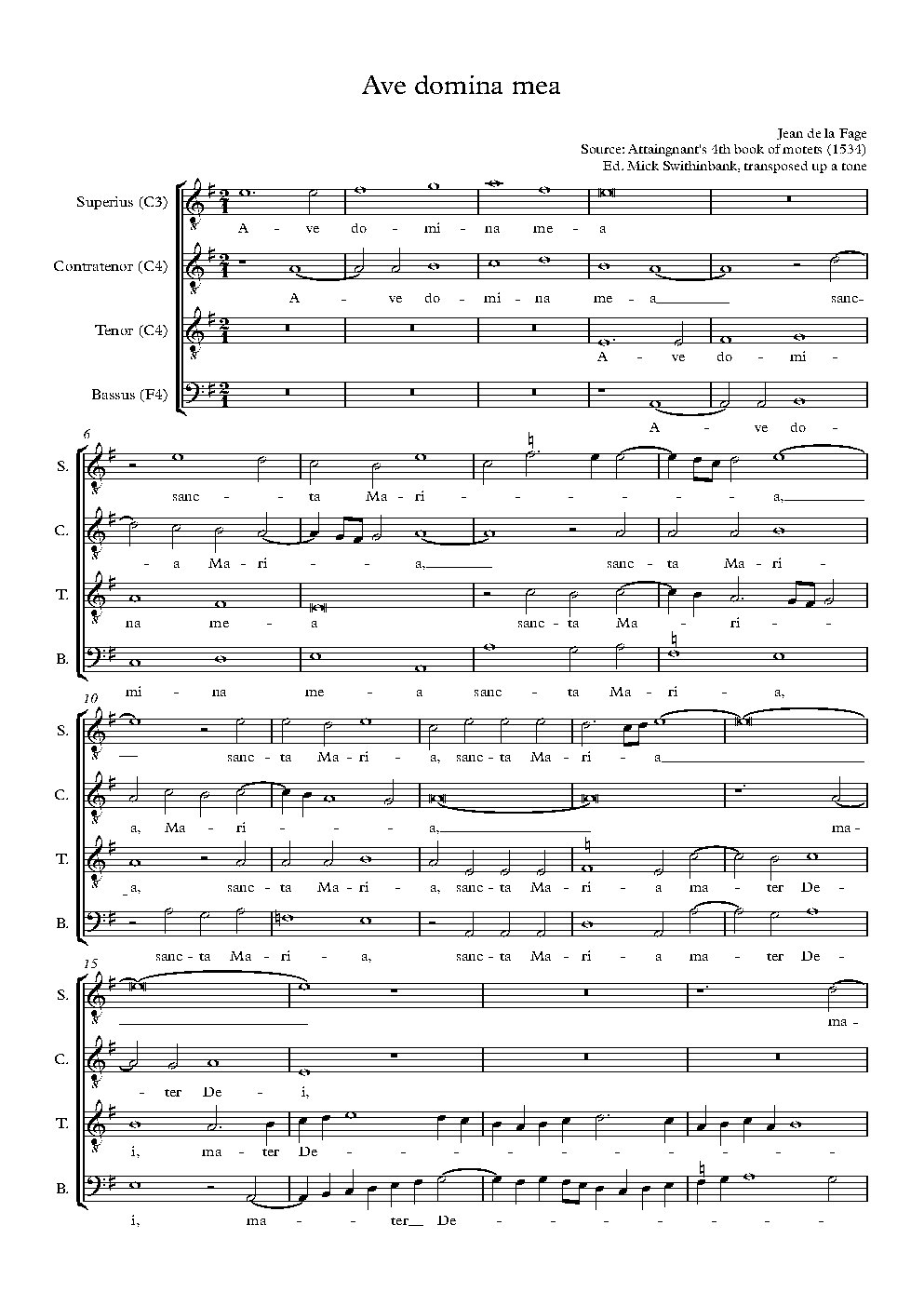 Ave domina mea - Choir Script PDF Thumbnail