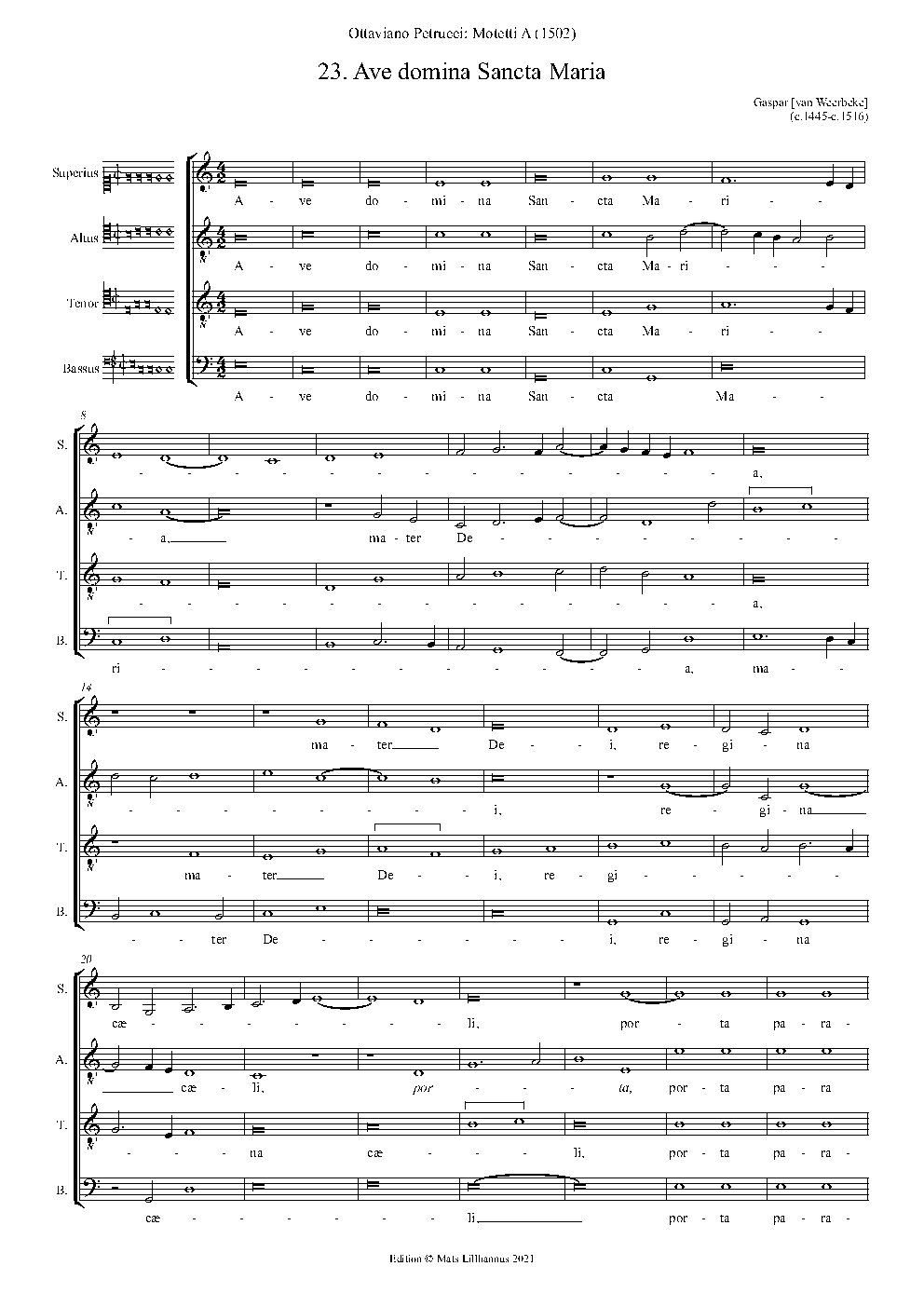 Ave domina Sancta Maria - Choir Script PDF Thumbnail