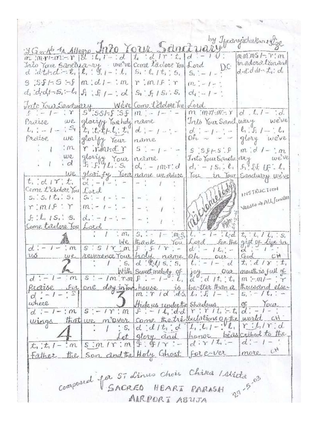 Into-your-sanctuary - Download Choir Script PDF