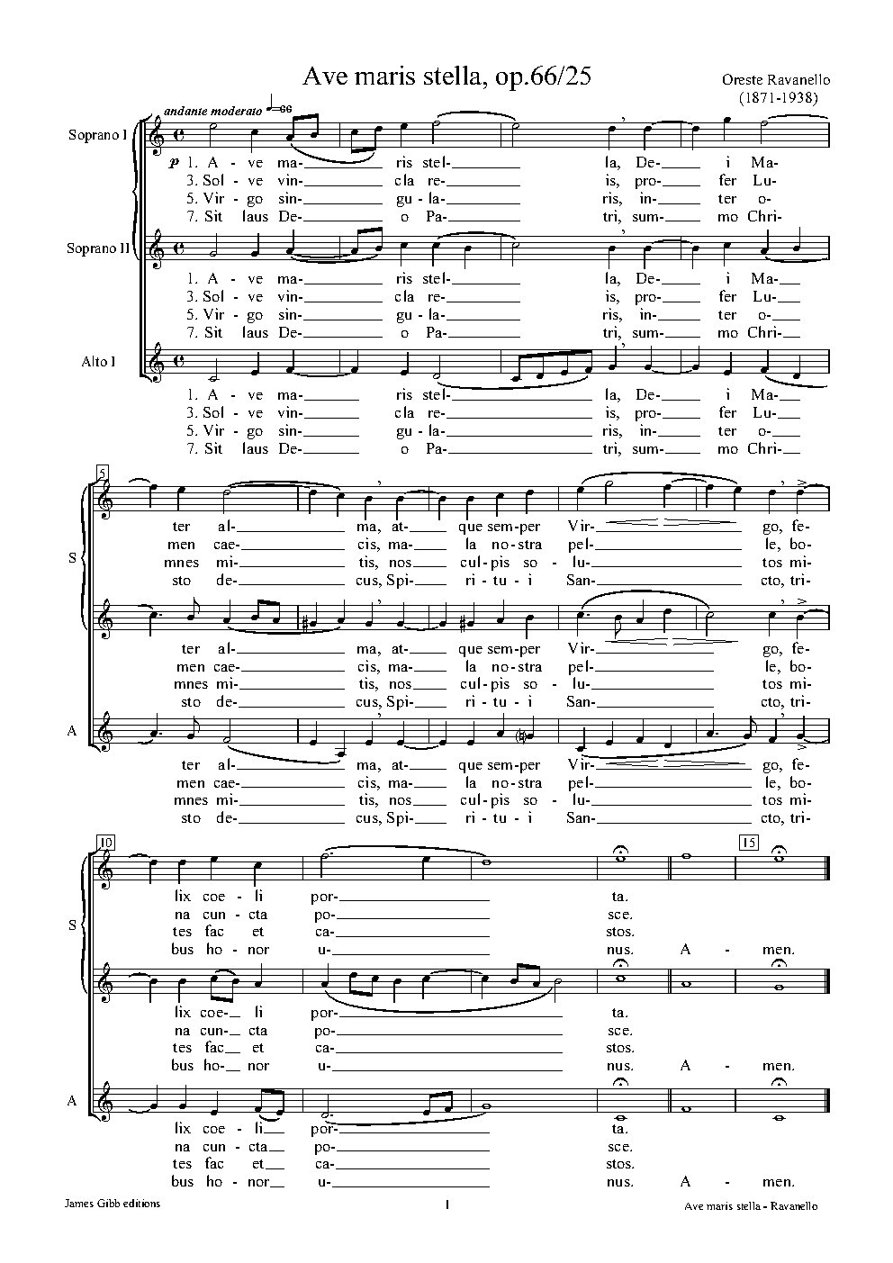 Ave maris stella, op.66/25
