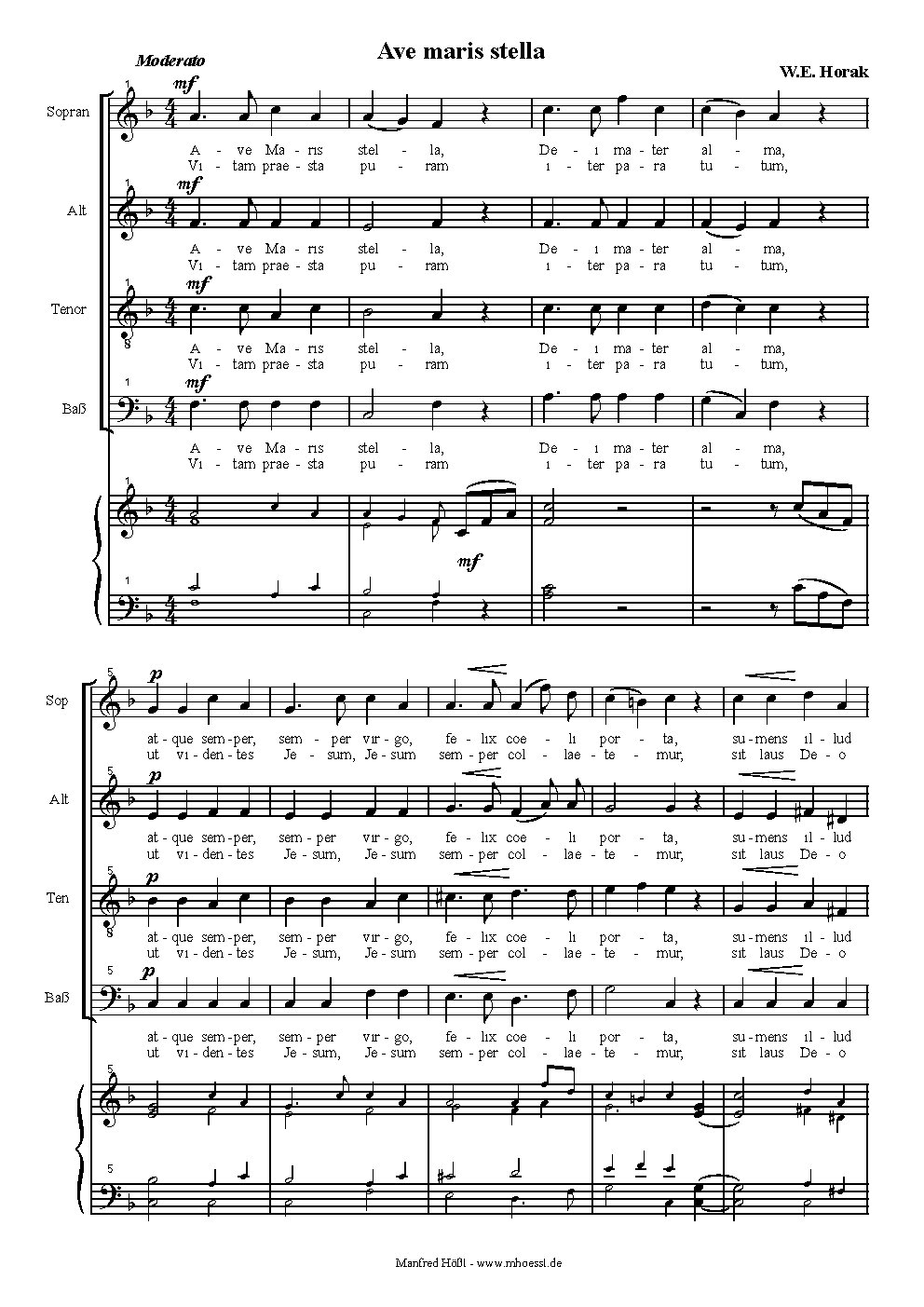 Ave maris stella (#4 from 'Sechs kurze Hymnen oder Gradualien')