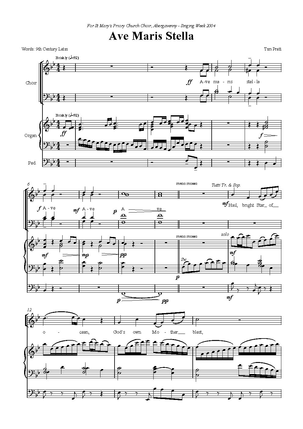 Ave Maris Stella - Choir Script PDF Thumbnail
