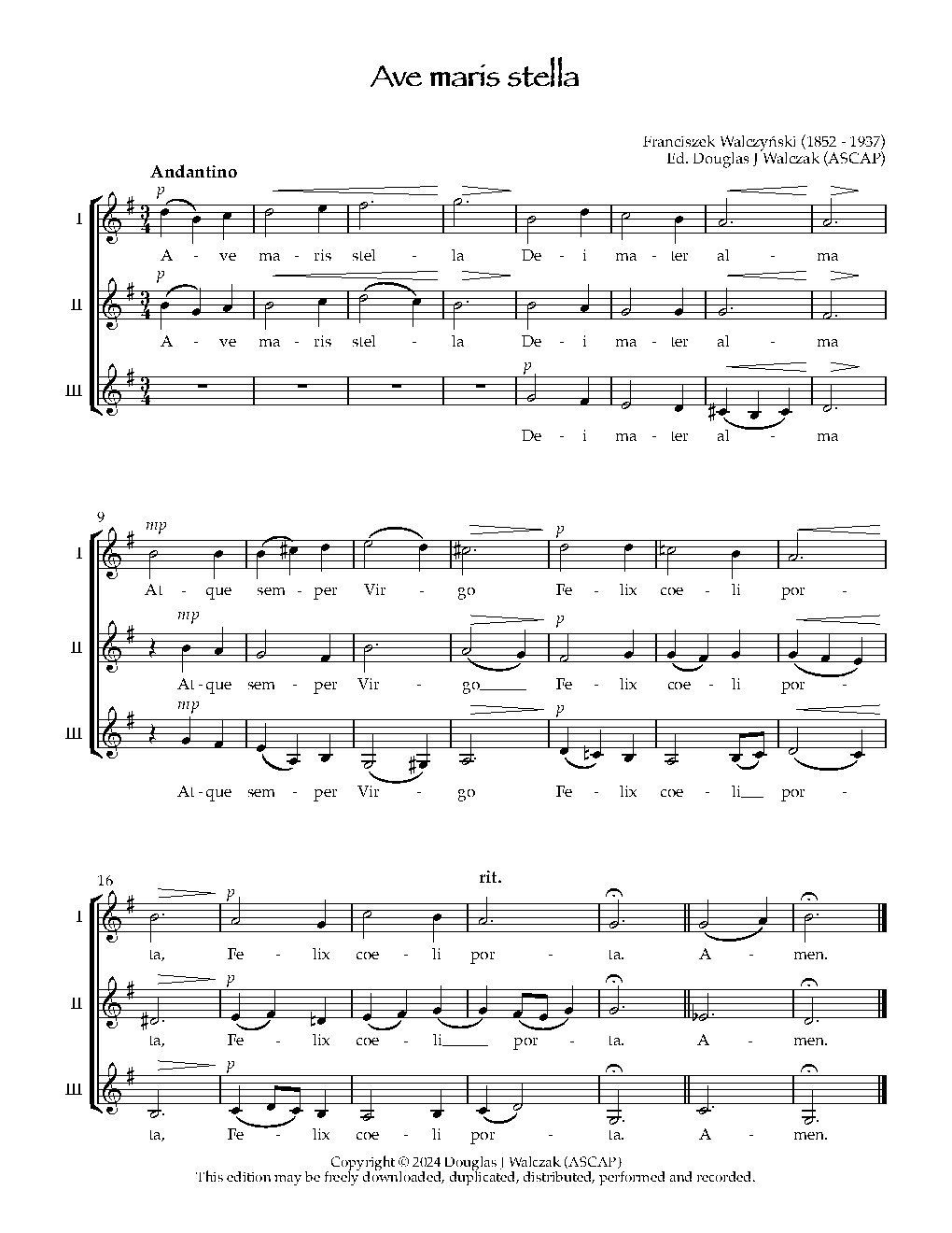 Ave maris stella in F a3
