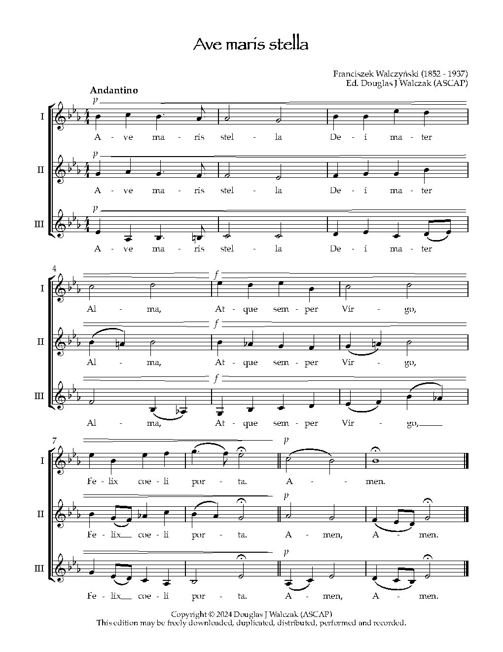 Ave maris stella in E Flat a3 - Choir Script PDF Thumbnail