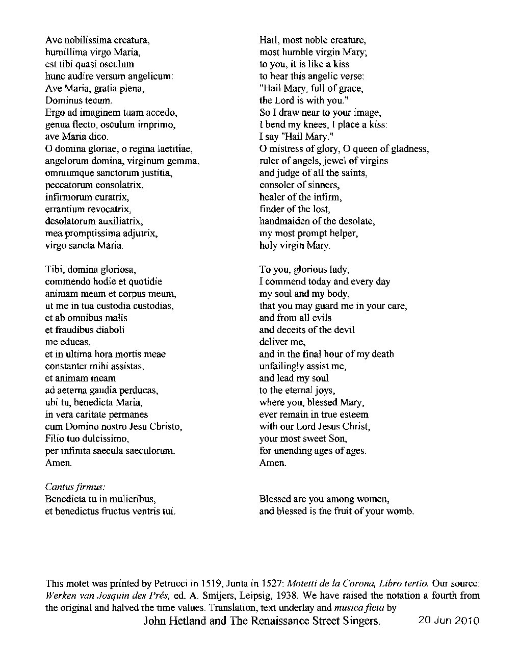 Ave nobilissima creatura - Choir Script PDF Thumbnail