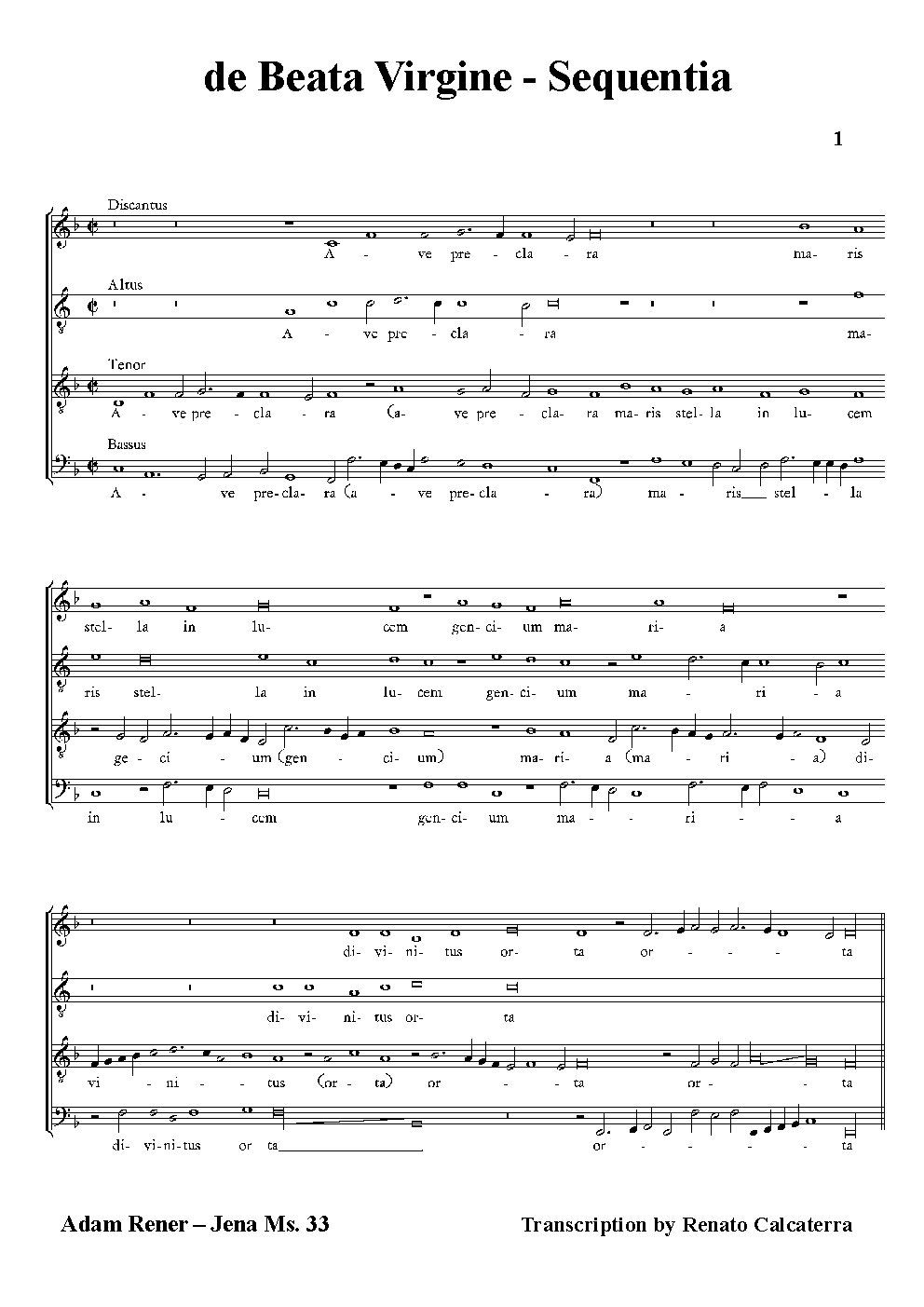 Ave præclara - Sequentia