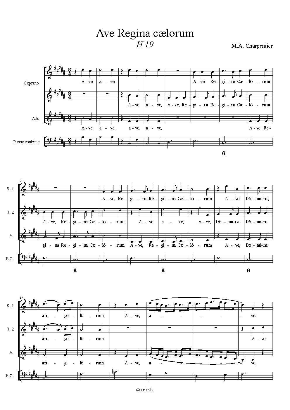 Ave regina caelorum, H. 19