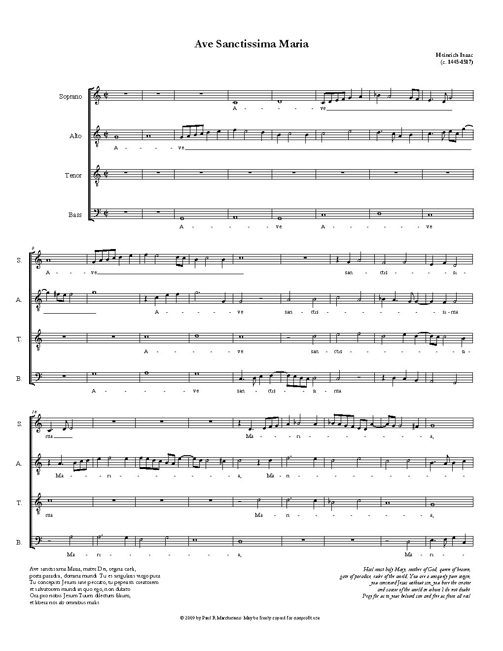 Ave Sanctissima Maria - Choir Script PDF Thumbnail