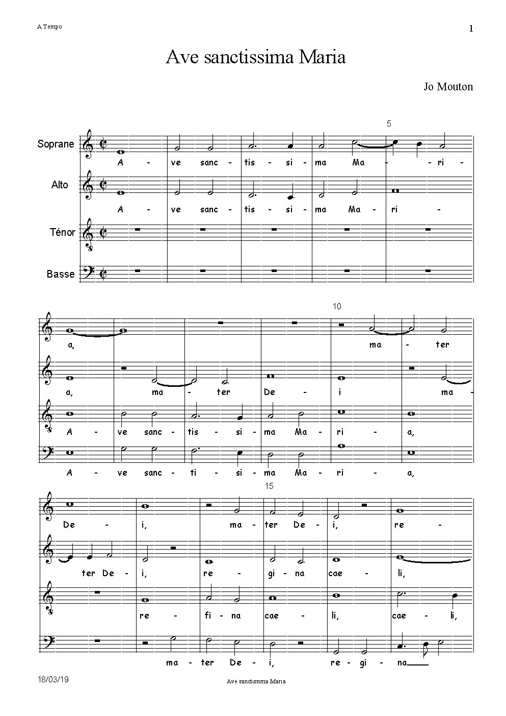 Ave sanctissima Maria - Choir Script PDF Thumbnail