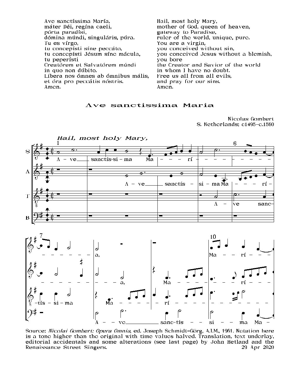 Ave sanctissima Maria - Choir Script PDF Thumbnail