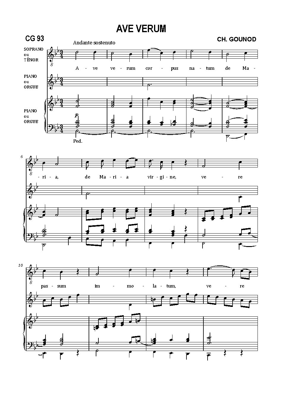 Ave verum, CG 93 - Choir Script PDF Thumbnail