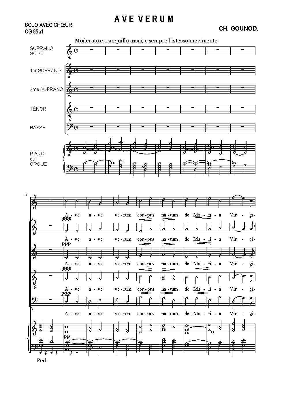 Ave verum, CG 85a1 - Choir Script PDF Thumbnail