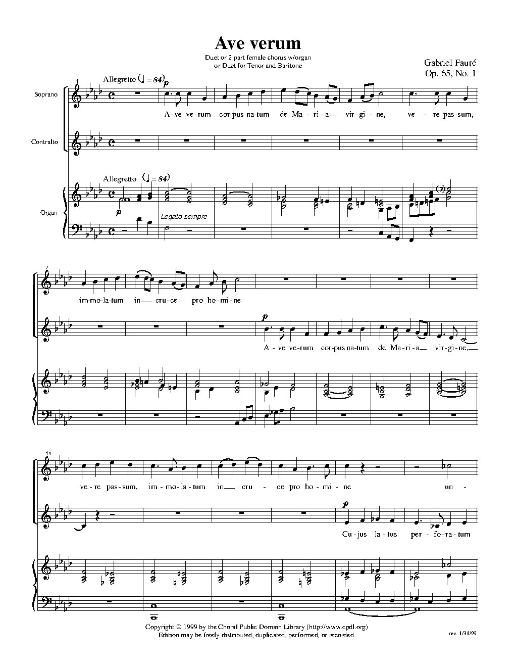 Ave verum, Op. 65, No. 1