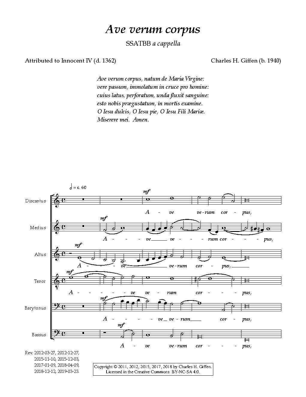 Ave verum corpus - Choir Script PDF Thumbnail