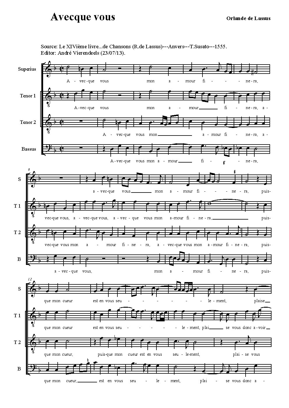 Avecques vous - Choir Script PDF Thumbnail