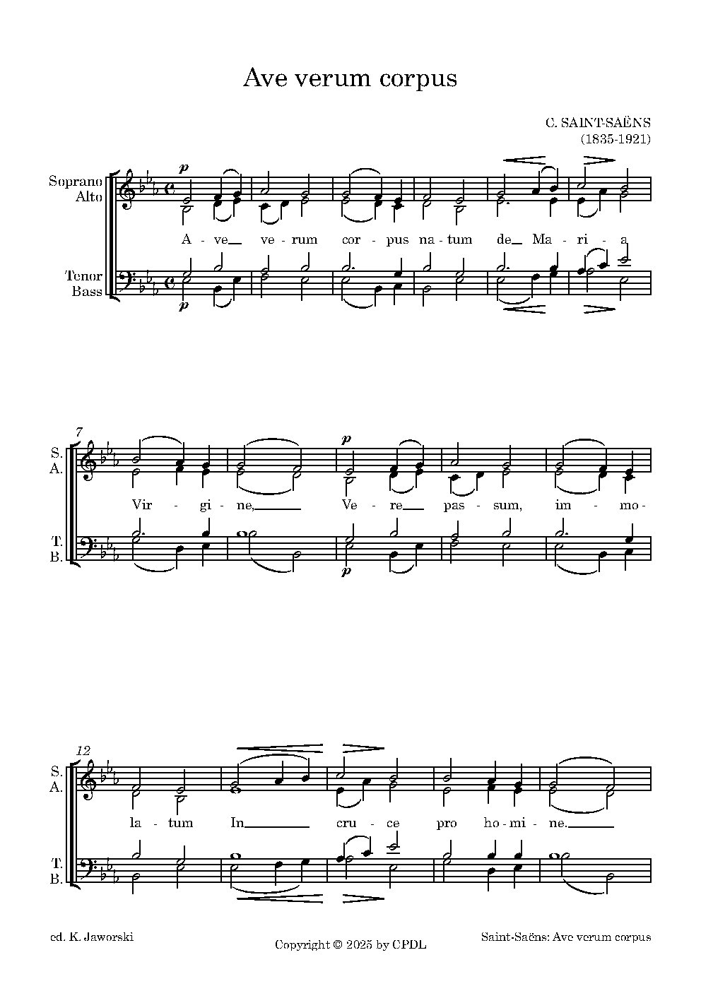 Ave verum in E-flat major - Choir Script PDF Thumbnail